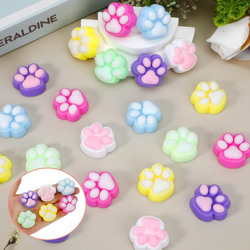 24 Pcs Squishies, Mini Cat Paw Squishy Squeeze Toys Party Favors For Kids 4-8 8-12 Goodie Bag Treasure Box Classroom Prizes East
