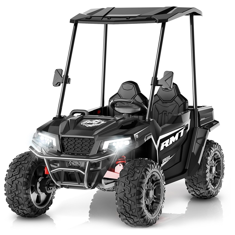 24V Kids Ride On Toys, Dump Truck 2 Seater W/Sun Shade, Dump Bed & Shovel, 5Mph, 4Wd Kids’ Electric Vehicles, Electric Car W/Rem