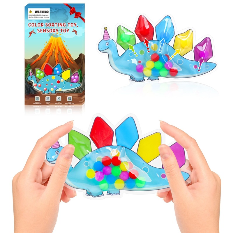 Cosoos Dinosaur Color Sorting Toy Sensory Toys, Montessori Educational Toy For Toddlers Kids Boys Girl, Early Development Game,