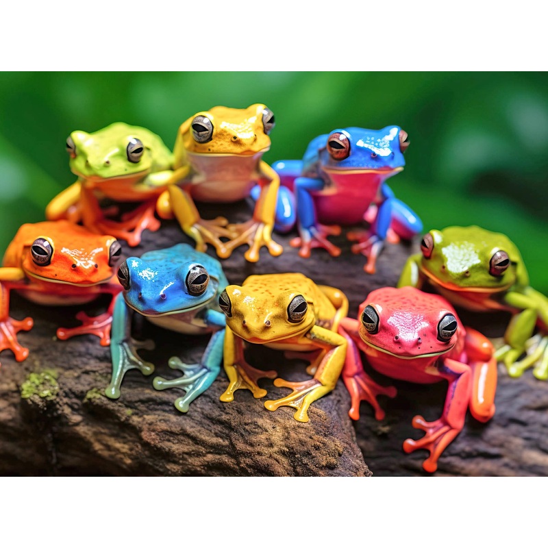 Cross & Glory – Rainbow Ribbit: Frog Ensemble – 1000 Piece Jigsaw Puzzle For Adults | Vibrant Puzzle | Premium Quality | Unique