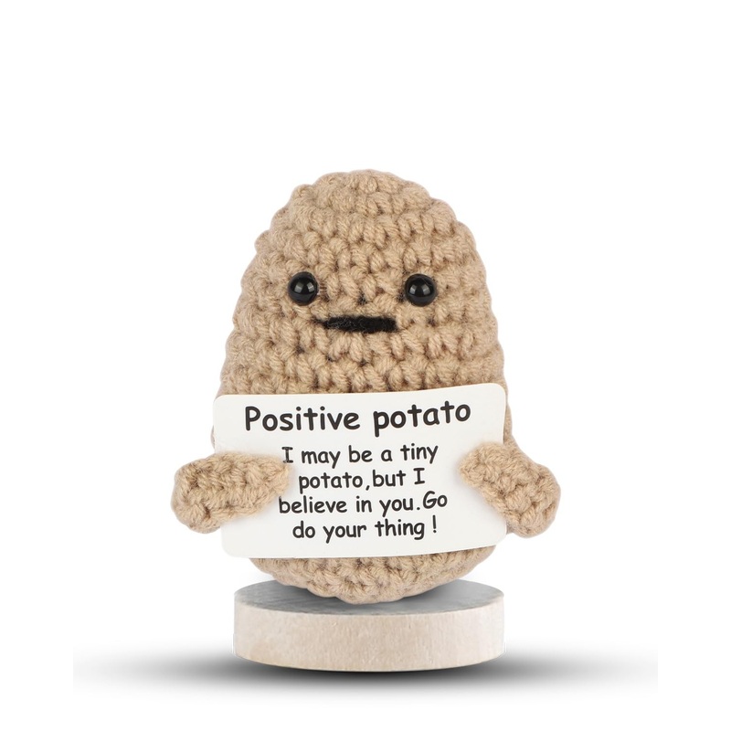 Dafuriet Mini Funny Crochet Doll With Positive Card – 3 Inch Wool Potato For Cheer Up Gifts And Party Decorations