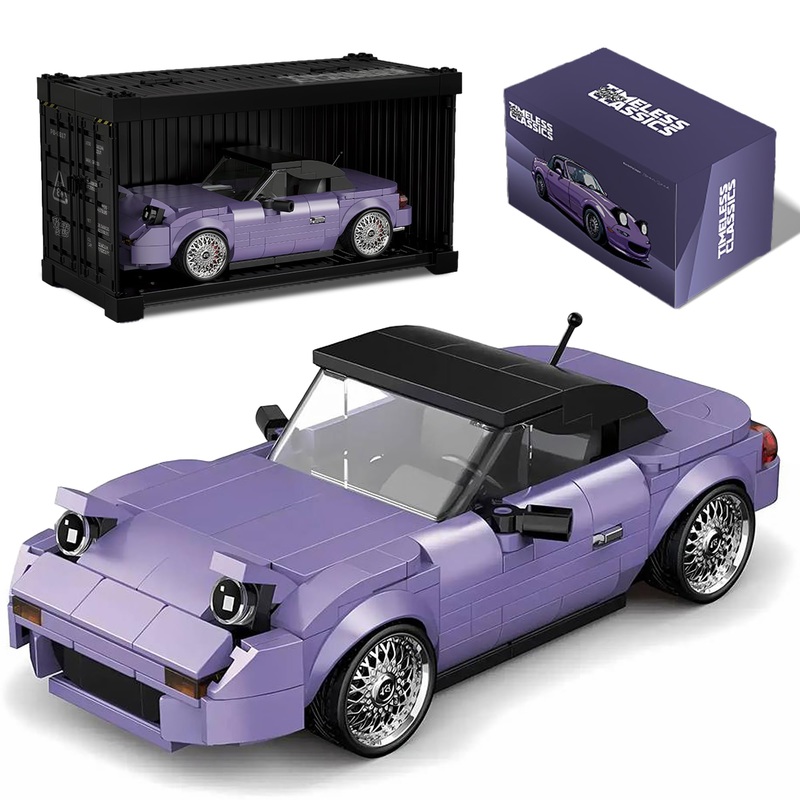 Domob Mazda Mx-5 Miata Car Building Kit – 370 Pcs Building Blocks Set W/Container Display Box – Modular Scale 1:32 Model – Brick