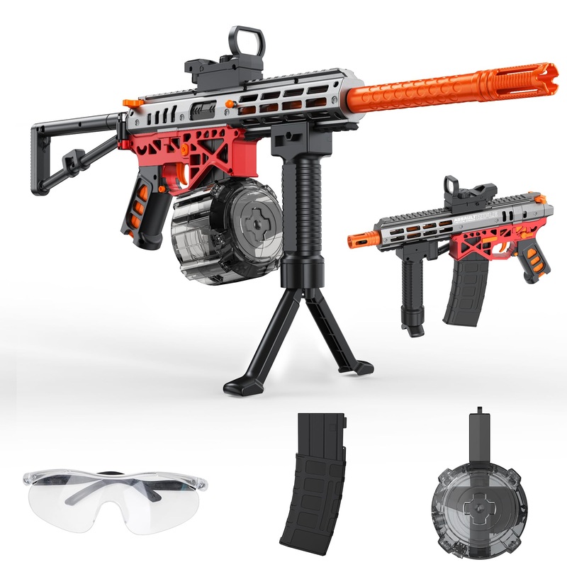 Dulsaera Automatic Blaster, Electric Blaster With Goggles, Shooting Games, 18+, Red
