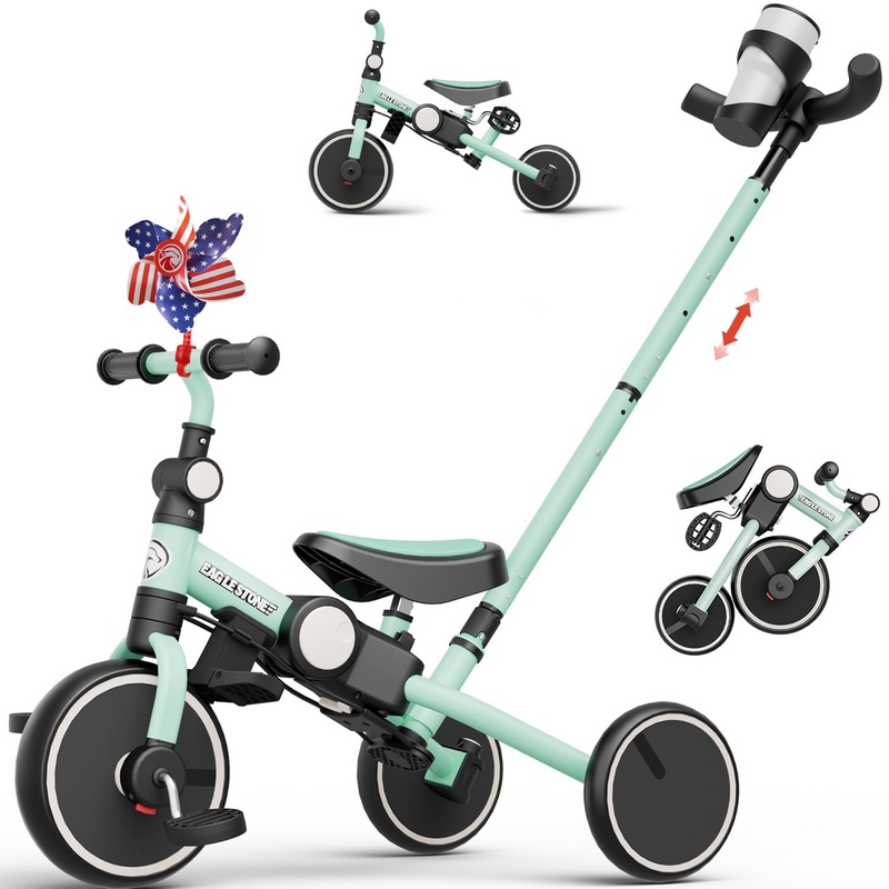 Eaglestone 5 In 1 Toddler Bike, Foldable Tricycle For Toddlers 2-3 Years Old, Kids Tricycle With Push Handle, Birthday Gifts And