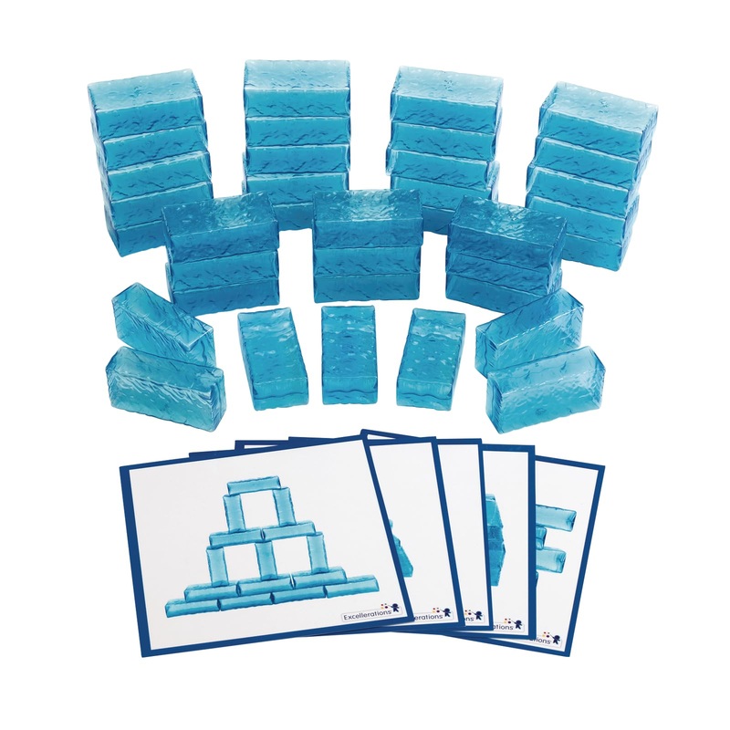 Excellerations Mini Ice Building Blocks For Kid- 36 Blocks With 5 Activity Cards, Stem, Stacking Bricks, Engineering Block Acces