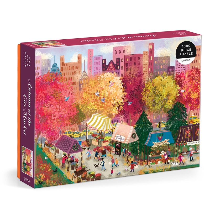 Galison Autumn At The City Market – 1000 Piece Puzzle Fun And Challenging Activity With Bright And Bold Artwork Of A Fall Day At