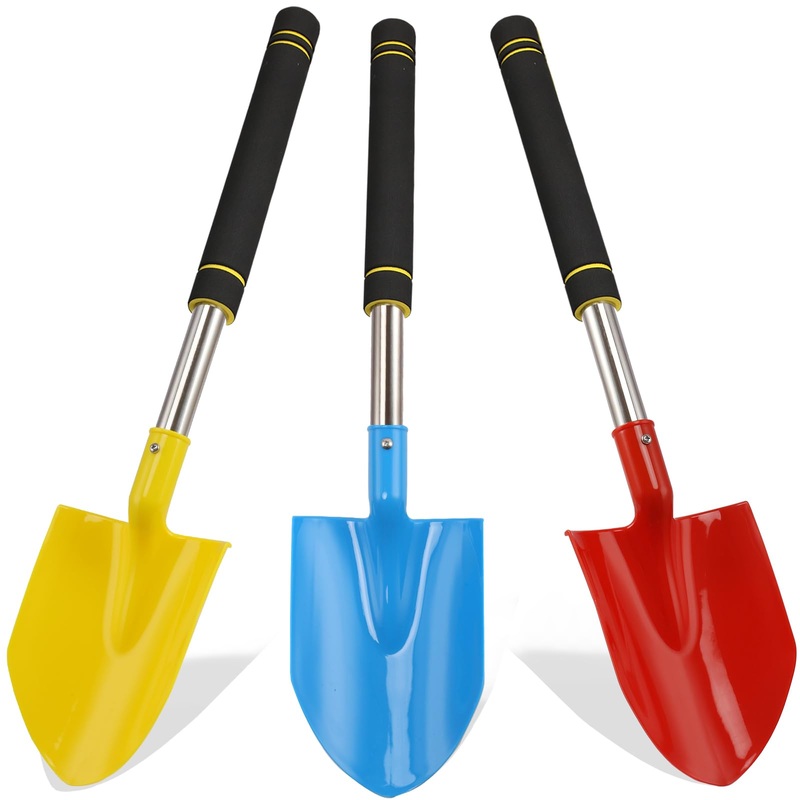 Greeily Beach Shovel Long Handle, 28” Sand Shovels For Beach Plastic Shovels For Oceanside Travel Digging Sand 3 Pack Stainless