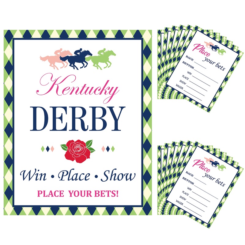 Haooryx Horse Derby Race Betting Card – 41Pcs Green Grid Derby Win Place Show Ticket For Guess Who Will Win Horse Racing Invitat
