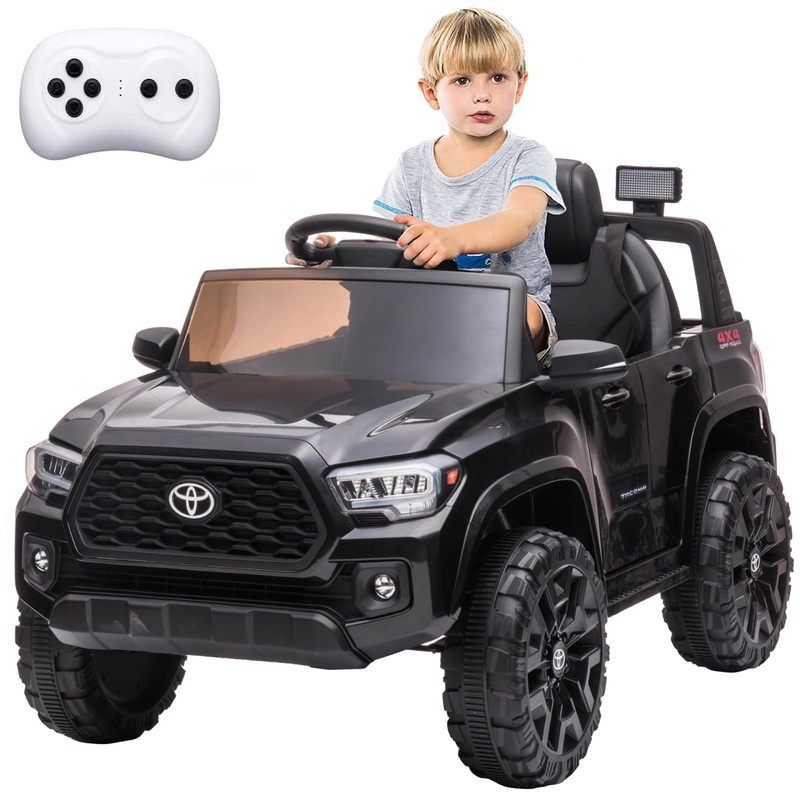 Hipicute Officially Licensed Toyota Tacoma Car, 12V Battery Powered Electric Car With Remote Control, Spring Suspension Safety B