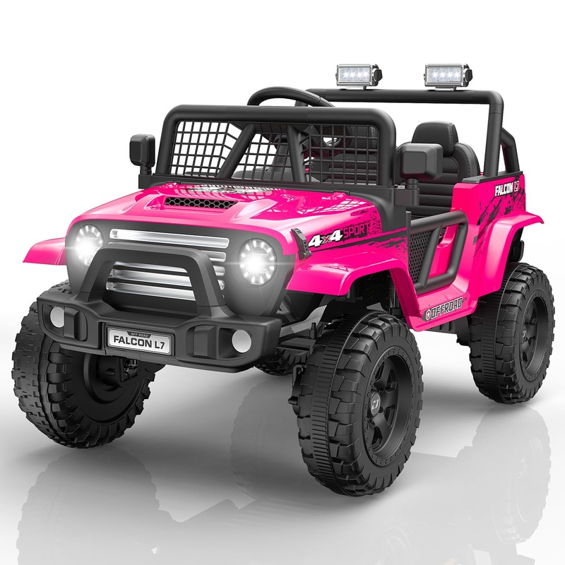 Ligiant L7 Kids Ride On Car, 2Wd Kids Electric Car W/Led Display, Remote Control, Spring Suspension, Bright Lights, Multimedia F