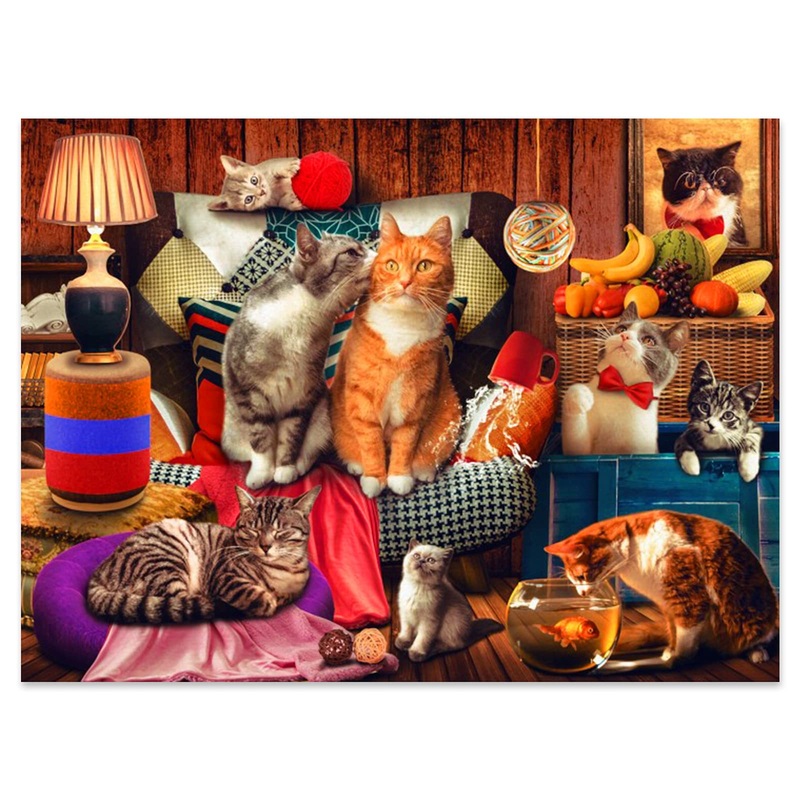 Motiloo Cute Cat Puzzles,Jigsaw Puzzles For Adults 1000 Pieces-Large Size 20” X 27”,Thicken Cardboard Hight Difficulty Jigsaw