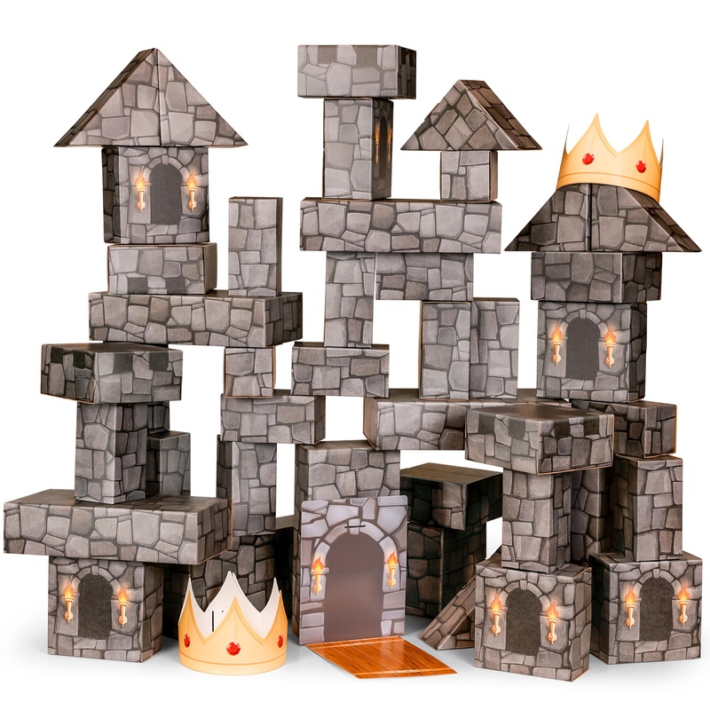 National Geographic Jumbo Cardboard Building Blocks – 45-Pc. Extra-Thick Cardboard Bricks For Kids, Build A Castle Play House, I