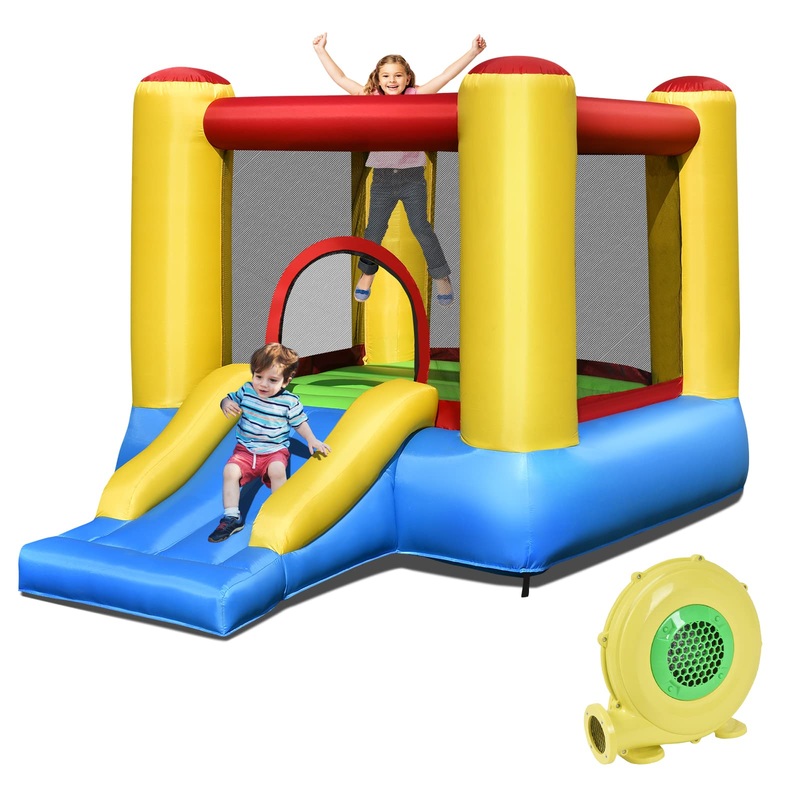 Olakids Inflatable Bounce House, Jumping Castle With Slide, Bouncing Area, Basketball Rim, Indoor Outdoor Bouncy House, Polyeste
