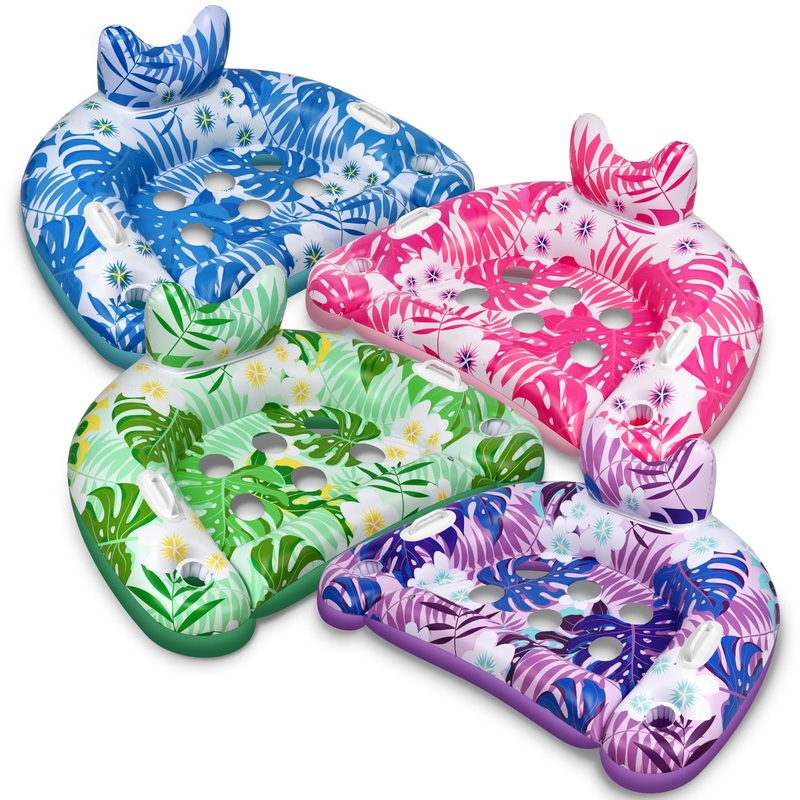 Pool Floats, 4 Pack Inflatable Pool Floats Adult & Kids, Pool Float With Cupholders & Duty Handles, Upgraded Xl Pool Chairs, Per