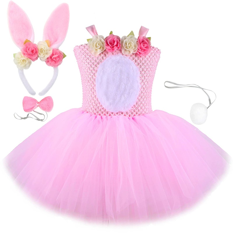 Rabiss Easter Kids Girls Bunny Costume Tutu Dress Up Clothes Set Rabbit Birthday Party Animal Kids Costume Easter Bunny Pink