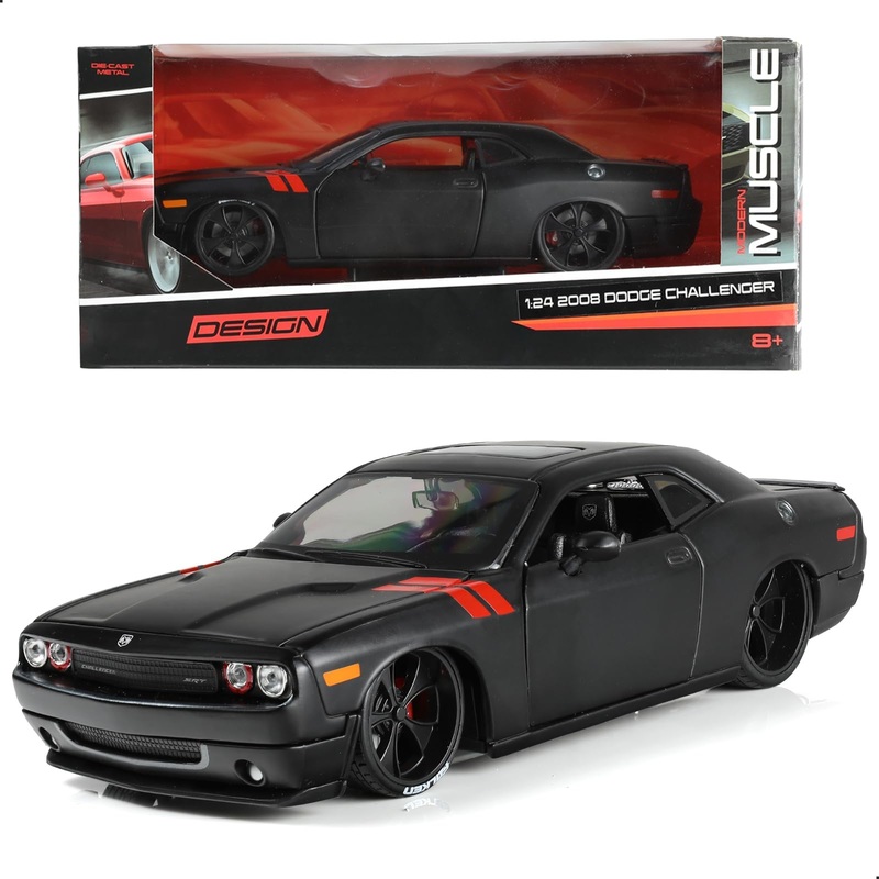 Risopen Compatible For Dodge Challenger Race Car Model Toy 1:24 Alloy Metal Diecast Black Car Model Cassic Drift Vintage Car Mod