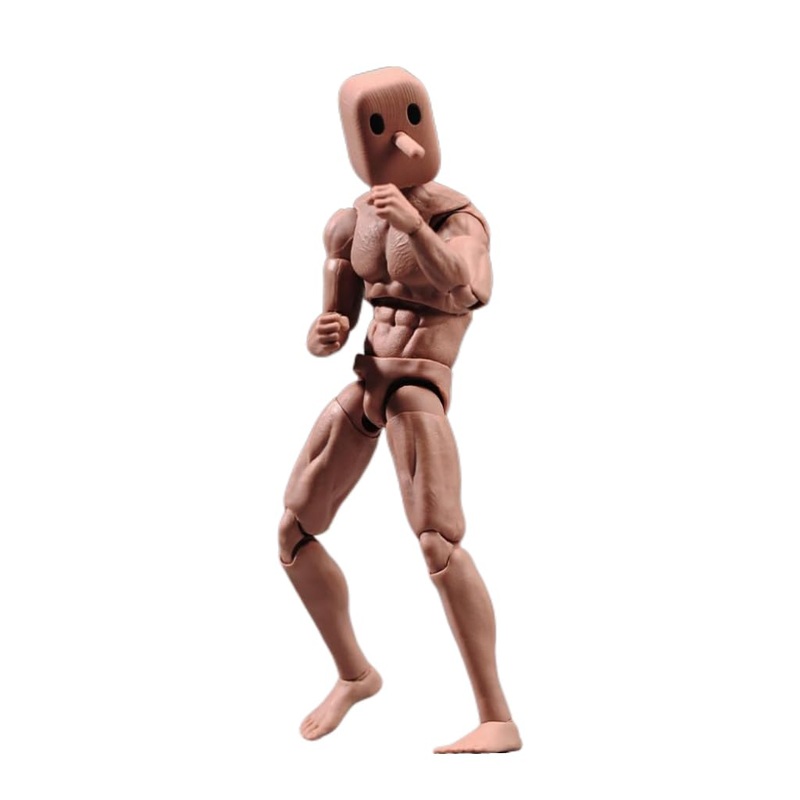 Souforce 1/12 Scale Muscle Male Action Figure 6In Flexible Strong Notaman Square Head Male Figure Body Doll Miniature Figure Wit