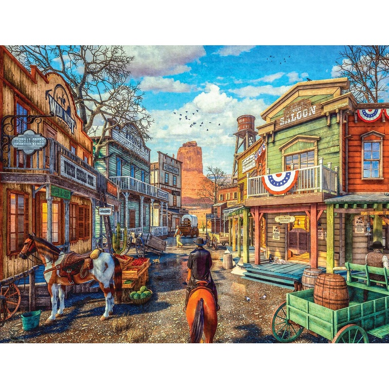 Springbok’S 500 Piece Jigsaw Puzzle Old Western Town – Made In Usa