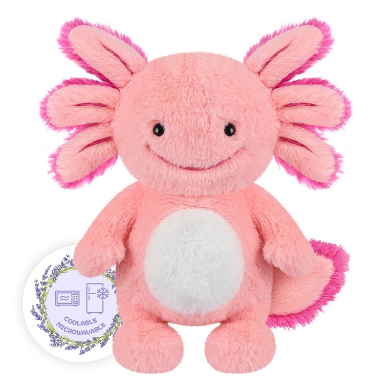 Suzzipals Heatable & Coolable Standing Axolotl Plush, Microwavable Heating Pad Stuffed Animal For Soothing & Relaxation, Cute Pl