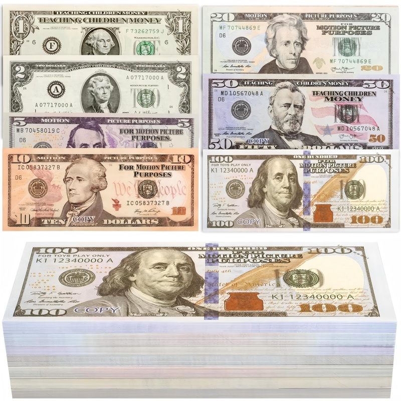 Wadoaf 210 Pcs Prop Money Number Learning Play Education Toys For Girls Boys,Develops Early Math Skills,Prop Money For Board Gam