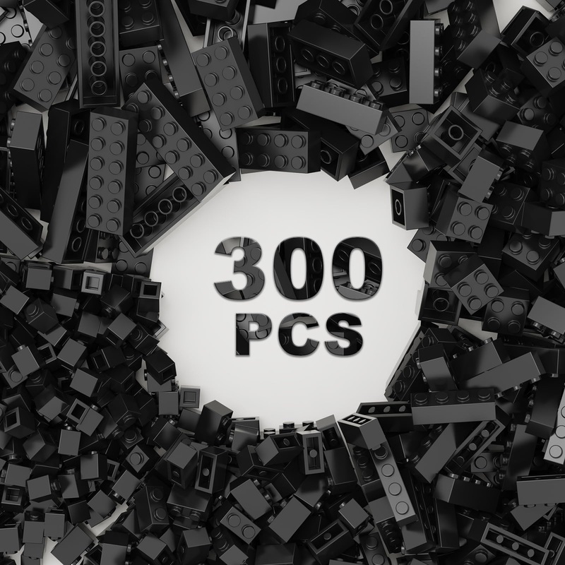 Webrick 300 Pcs Classic Building Bricks, Black Bulk Bricks,Compatible With Major Brands Parts And Pieces, Creative Building Bloc