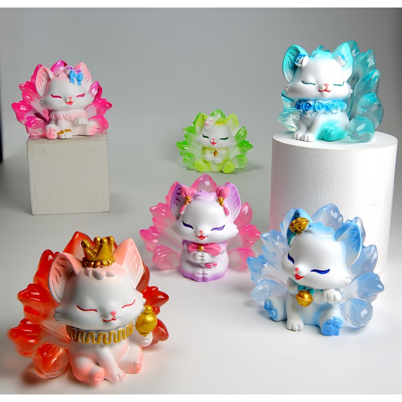 Zaleny Cute Nine-Tailed Fairy Fox Mystery Box Blind Boxes Random Design Collectible Toy Figures Set For Desk Accessories Christm