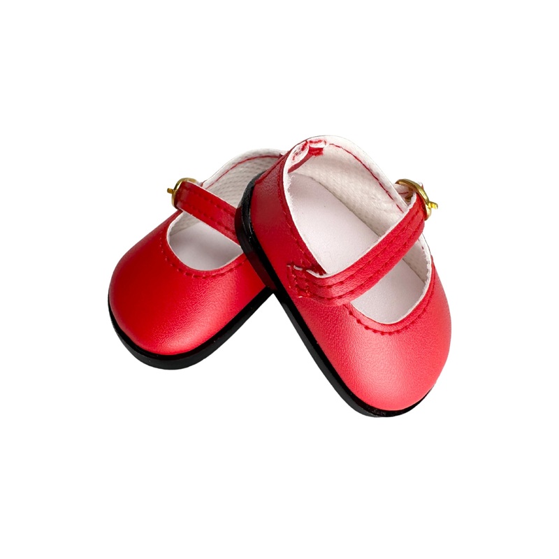 14.5” American Doll Shoes- Mary Jane Black,Red,White,Pink- Shiny Shoe (Red)