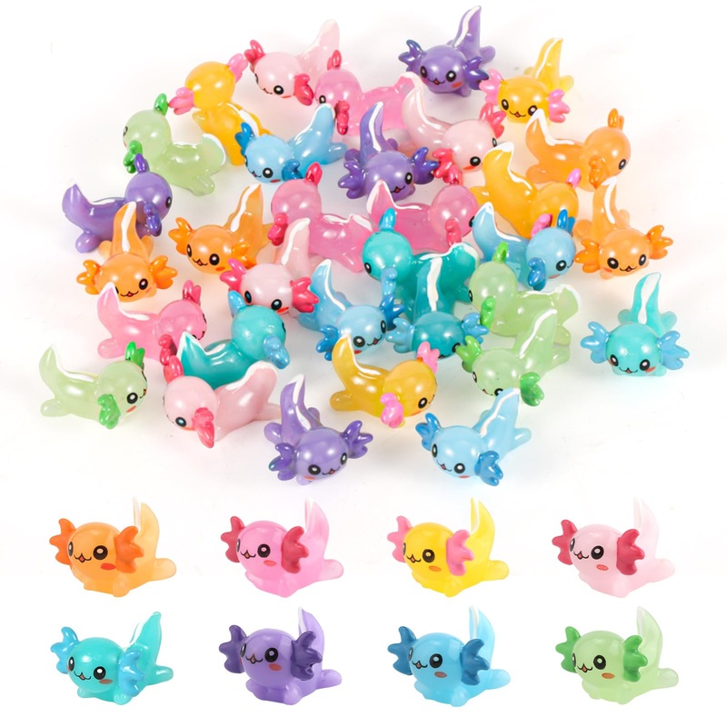 24Pcs Mini Axolotl Figures, Little Resin Axolotl Miniature Axolotl Charms Tiny Small Animal Figurines Ornament Toy For Diy Craft