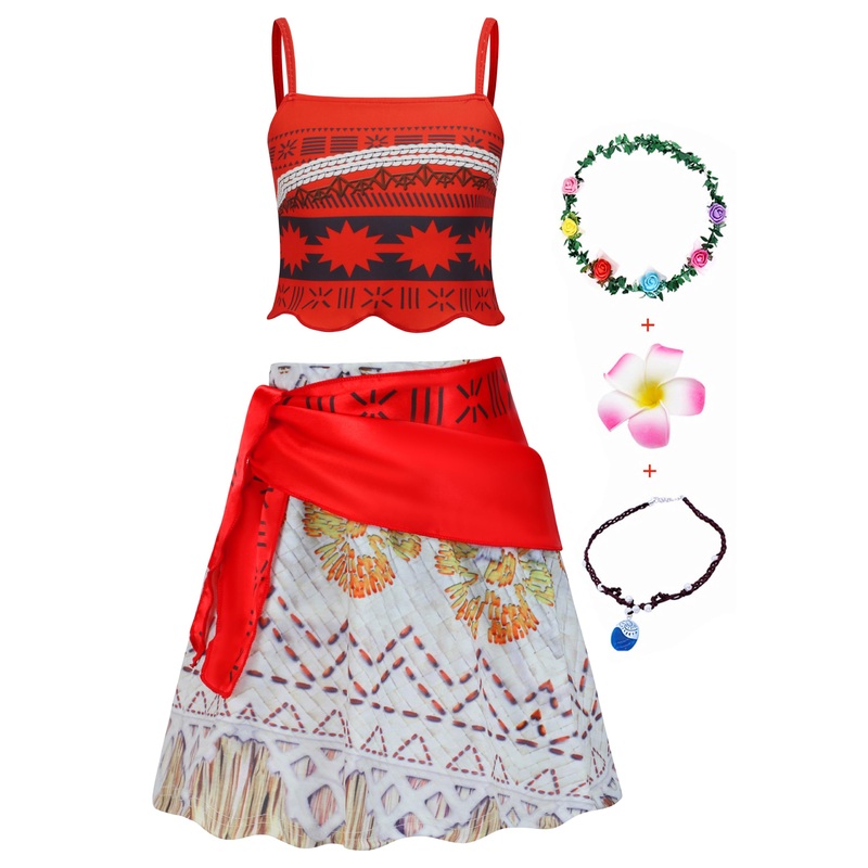 Aovclkid Girls Adventure Costumes Skirt Set Princess Birthday Party Dress Halloween Cosplay Outfits With Accessories(7-8 Years,R