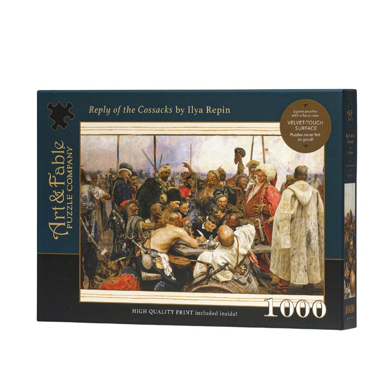 Art & Fable, Reply Of The Cossacks By Ilya Repin, 1000 Piece Fine Artwork Premium Adult Jigsaw Puzzle – Perfect For Game Nights,