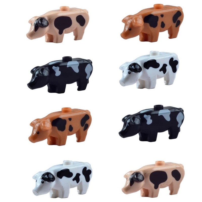 Baenrcy 8Pcs Pig Animal Building Blocks Animal Building Bricks Kit Diy Building Set Compatible All Major Brands (Pig)