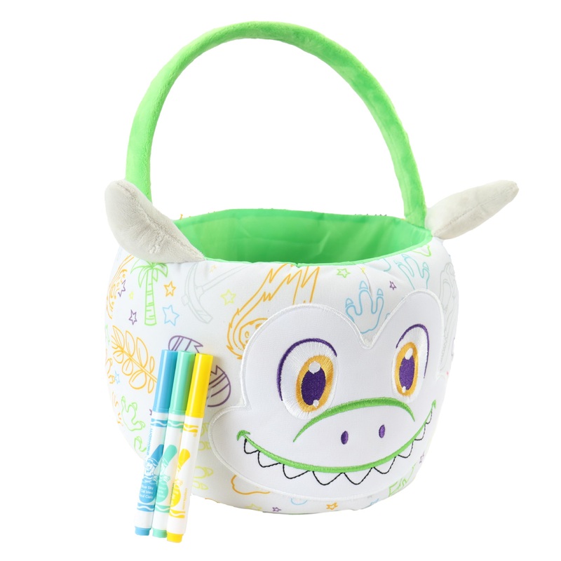 Crayola Color Me Plush, Easter Basket With 3 Ultra-Clean Washable Markers, Green Dinosaur, Creative Fun For Boys And Girls Ages