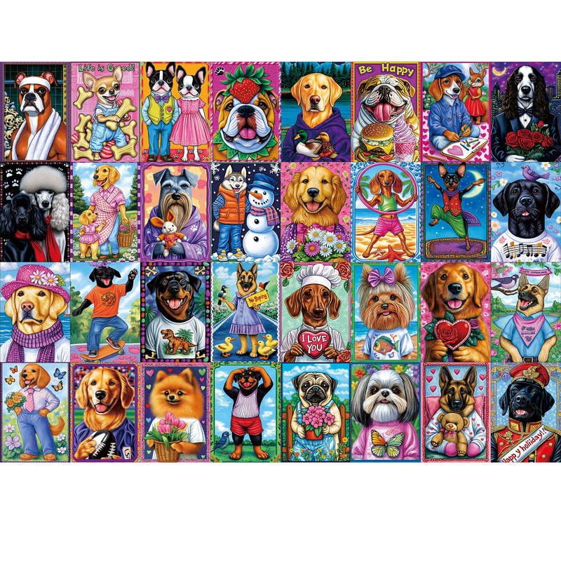 Dog Collage 1000 Piece Jigsaw Puzzle For Adults Colorful Pet Portrait Unique Fun Dogs Jigsaw Puzzles Challenging Funny Family Pu