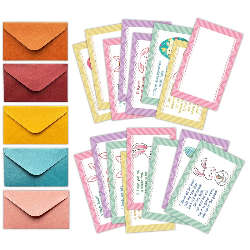 Heznzxq Easter Treasure Hunt Clues Game Cards, Bunny Scavenger Hunt Card Game(20 Cards With Envelopes), Indoor Outdoor Party Gam