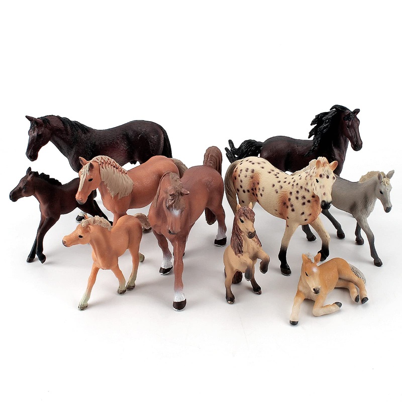 Lc Joycre 10Pcs 5-6 Inch Big Realistic Horses Club Trakehner Foal Clydesdale Horse Figurine Hanoverian Foal Figure Morgan Horse