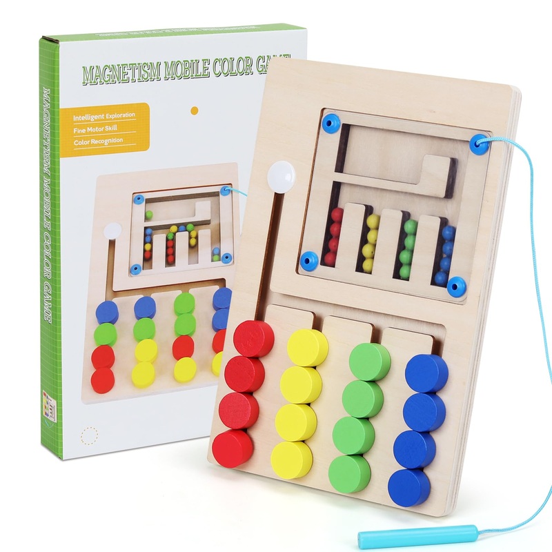 Qzmtoy Color Matching Puzzle Toys,Montessori Brain Teasers Toys With Magnetic Maze,Handheld Games For Road Trip,Travel,Iq Logic