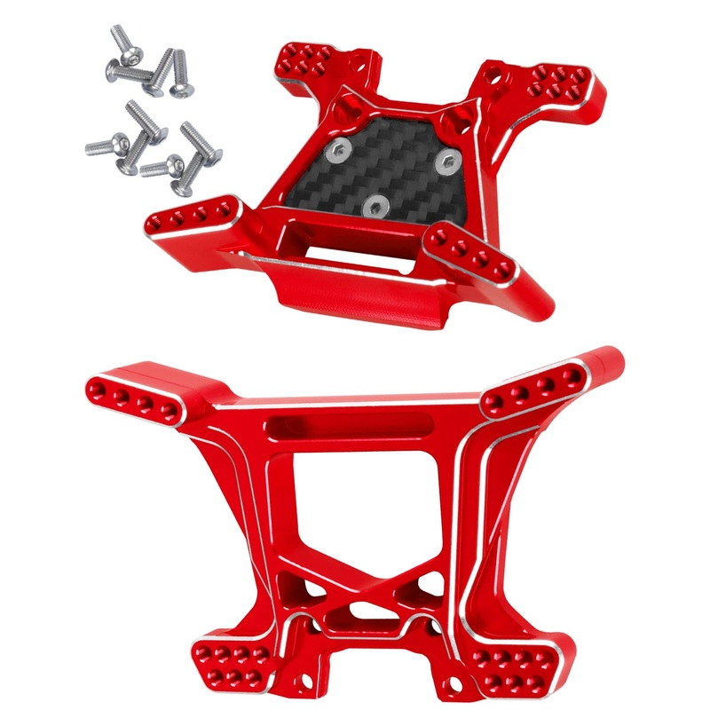 Rchuiwow Upgrades Part For 1/10 Rustler 4Wd/4Wd(Vxl),Alloy Front And Rear Rc Shock Towers Hops Up,Red