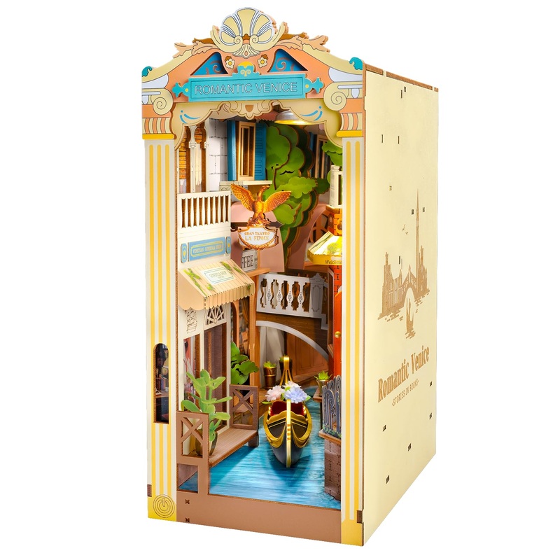 Rowood Book Nook Kit,Diy Book Nook Kits With Dust Cover For Adults,Miniature House 3D Wooden Puzzle Bookend Bookshelf Insert All