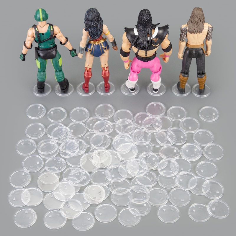 Sixpoints 100 Pieces 6 Inch Clear Round Plastic Action Figure Display Stand Base With Peg, Model Support Stands Compatible With