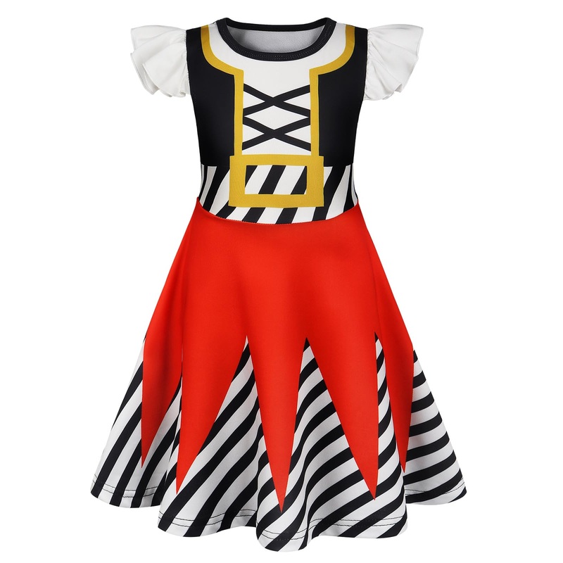 Sukyfecde Girls Pirate Dress Buccaneer Costume Halloween Costumes Princess Birthday Party Fancy Dress Role Play Outfit Size 4T R