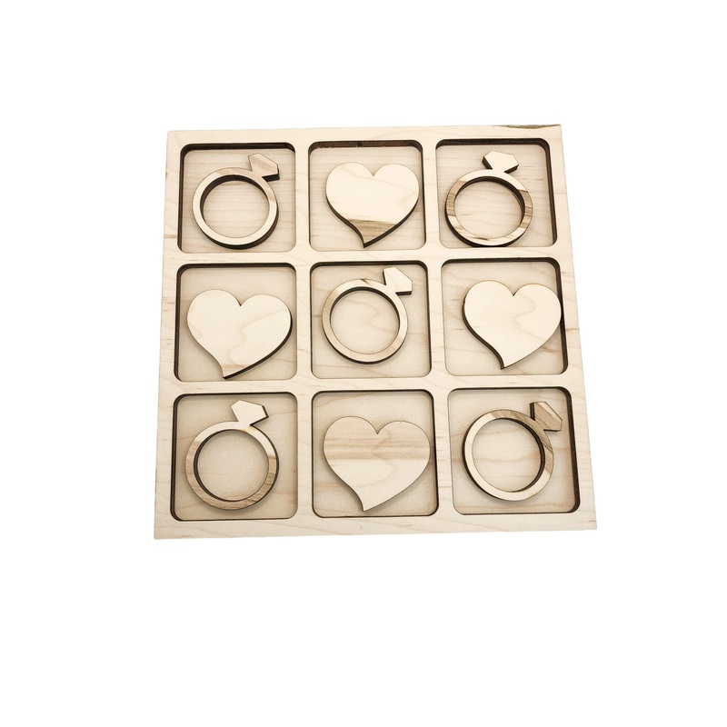 Wedding Themed Tic Tac Toe Board Game, 5X5 Inches Unfinished Wood Diy Painting Craft Kit For Kids With Wooden Avtrboutique Valen