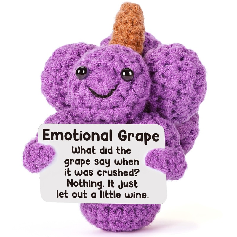 Weming Emotional Supporting Grapes, Handmade Positive Crochet Grapes Plush, Funny Gift For Coworker, Friend, Or Loved One, Perfe