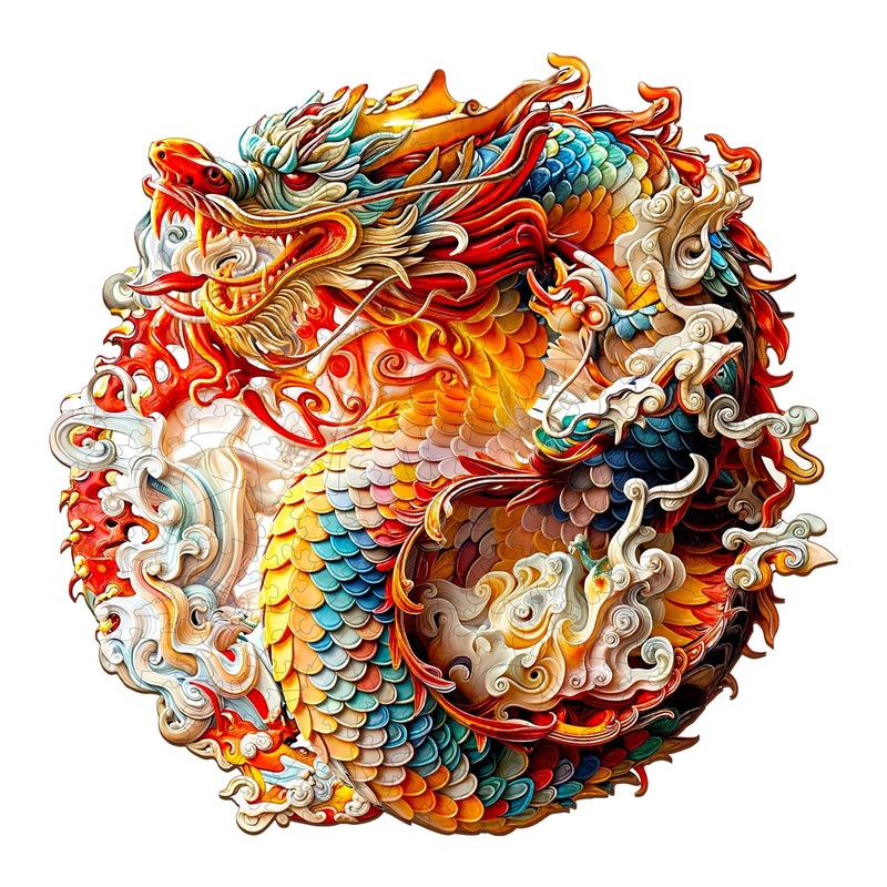 Wooden Puzzles For Adults, Wooden Jigsaw Puzzles For Adults, Dragon Puzzle-3D Chinese Dragon-1 Unique Shaped Wood Puzzles Adult,