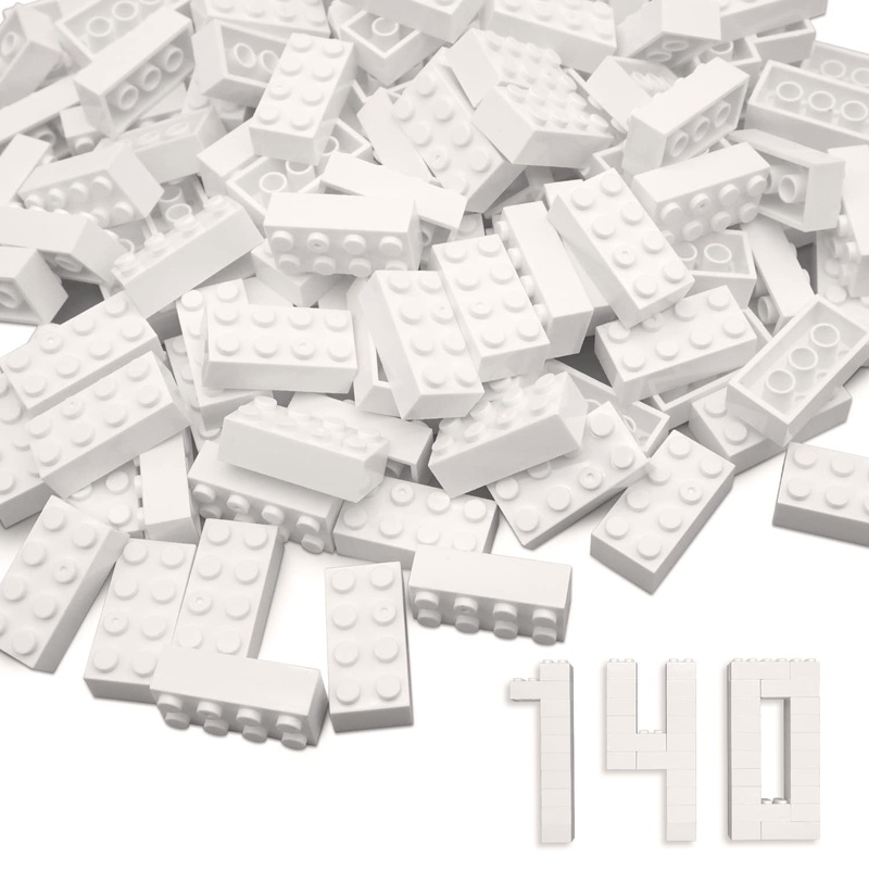 Wyswyg Building Bricks 2X4 Stud 140 Pcs, Classic Building Blocks, Building Bricks Only, Compatible, White.