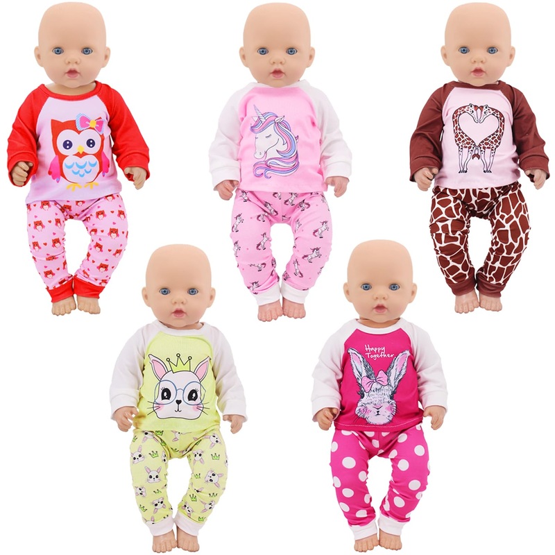 Zita Element 5 Sets Baby Doll Clothes Outfits Casual Wear For 14-18 Inch Doll, Doll Clothes For Alive Doll 10 Pcs Baby Doll Acce