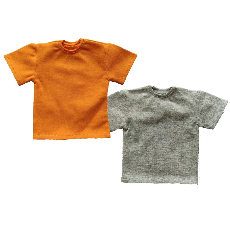1/6 Custom Scale 2X T-Shirt Clothes For 12” Male Action Figure Doll Clothes Toy (Gray+Orange)