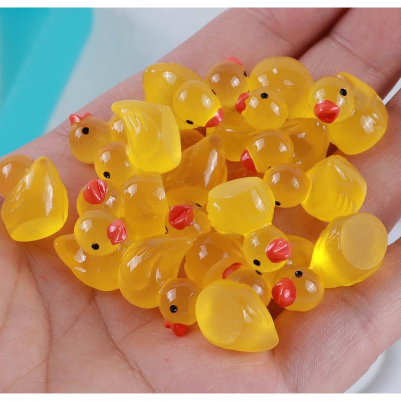 100Pcs Mini Resin Duck,15 Mm Dollhouse D  Cor Resin Ducks Glow In The Dark For Aquarium Decor Micro Fairy Garden Landscape Hide,