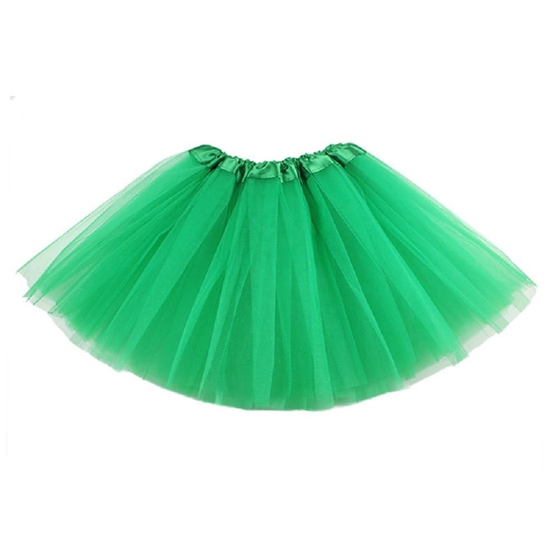 2-8Years Girls Tutu Classic Elastic 3 Layered Tulle Skirt Tutu For Toddler Girl (Green)