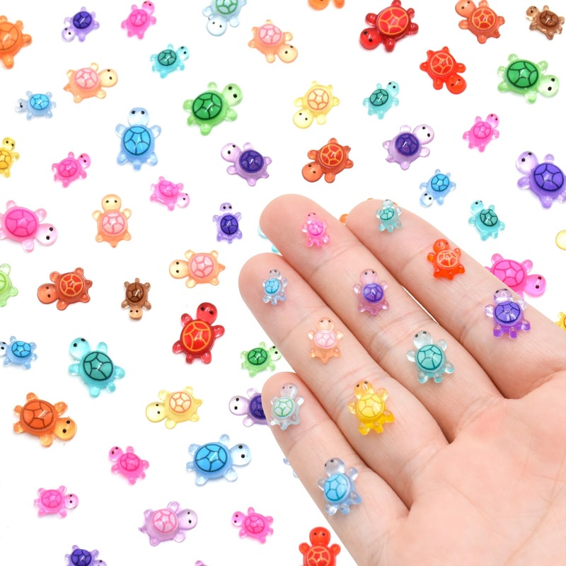 500 Pieces Tiny Turtles Family For Dollhouse Miniatures Luminous Resin Animals For Crafts Mini Animal For Fairy Garden Micro Lan