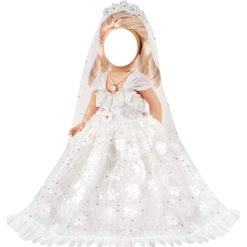 Bride Doll-Clothes-And-Accessories – White Wedding Dress With Long Lace Veil Evening Party Clothes Wears Gown Dress Outfit With